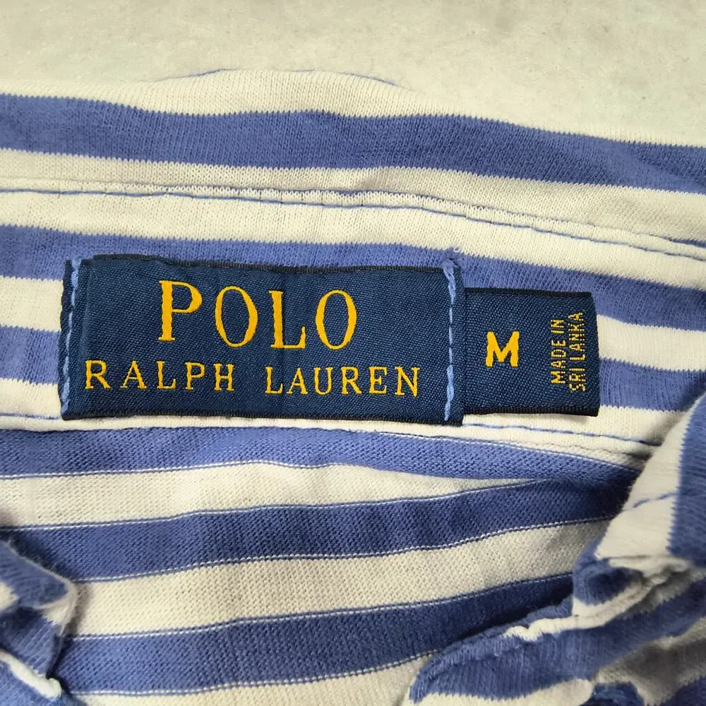 Polo Ralph Lauren Short Sleeve Collared Polo Shirt Mens Size Medium M Blue White